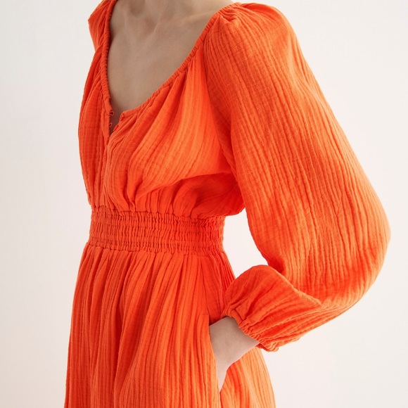 J.crew V-neck midi dress in soft gauze - Picture 3 of 4